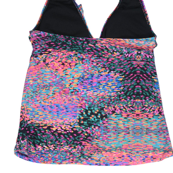 Assets Sara Blakely Spanx Tankini Womens Small Rainbow Swim Top Ruffle Bra Pads - Picture 7 of 9